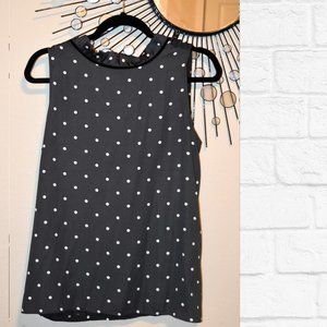 Loft navy blue Polka dot sleeveless ruffle top